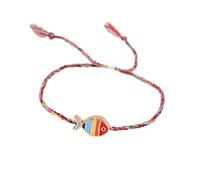 ZEPFJHE Pulseras Trenzadas con Dijes De Peces Ajustables con Colgante Aceite Aleación Regalo Joyería Elegante Y Liviano para Mujeres Pulsera Ajustable Trenzada para Mujeres