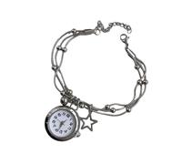 ZEPFJHE Reloj de bolsillo sintético hecho a mano con detalles de flecos móviles y borlas de cadena ajustables de longitud de cadena personalizable, plata, talla única