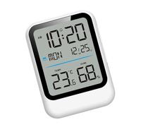 ZEPFJHE Reloj medidor de temperatura y humedad con formato de hora de 12/24 horas, higrómetro digital para oficina en casa