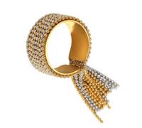 ZEPFJHE Sofisticados anillos de cadena entrelazados a juego, anillos de noche con borlas para pieles sensibles, joyería dorada, talla única, como se describe, como se describe