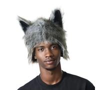 ZEPFJHE Sombrero de lobo para adultos y adolescentes, unisex, para fiesta de cosplay, cálido, de felpa, orejeras, sombrero para actividades de invierno, bailes de máscaras, evento, disfraz