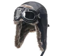 ZEPFJHE Sombrero de trampero grueso de Ushanka, gorro cálido de invierno al aire libre, accesorio de disfraz cálido de gran tamaño, gorro de invierno con forro polar para mujer, Negro, Add goggles