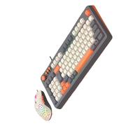 ZEPFJHE Teclado ergonómico con retroiluminación ARGB, 98 teclas, línea USB, compatible con múltiples sistemas, cómoda tecla