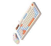 ZEPFJHE Teclado ergonómico con retroiluminación ARGB, 98 teclas, línea USB, compatible con múltiples sistemas, cómoda tecla