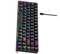 ZEPFJHE Teclado mecánico RGB intercambiable en caliente de 68 teclas, diseño ergonómico, 19 modos de iluminación, cable desmontable para juegos/oficina, teclado de juegos con memoria integrada para