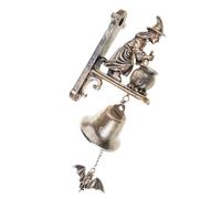 ZEPFJHE Timbres de bruja hechos a mano para decoración de Halloween con campanillas de metal para colgar en interiores y exteriores, timbres místicos con campanas