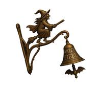 ZEPFJHE Timbres de bruja hechos a mano para decoración de Halloween con campanillas de metal para colgar en interiores y exteriores, timbres místicos con campanas