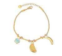 ZEPFJHE Tobillera de cuentas con dije plateado, diseño de hilo ajustable para mujer, accesorios casuales, capas de moda para estilo de atuendo, talla única, como se describe