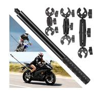 Zephviora Soporte para Cámara Acción en Motocicleta con Palo Selfie Invisible de 150 cm, Soporte de Bicicleta con Tres Clips de Doble Cabezal, Kit de Vídeo Estable para Insta360 X5/X4/X3/GoPro/DJI