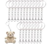 Zephyra 20 Piezas Anillas para Llaveros con Cadena y Mosquetón, Aros Metálicos de 25 mm, 5 Eslabones de Cadena, Accesorios para Hacer Llaveros y Manualidades DIY, Fabricación de Joyas