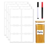 Zephyra 32 Etiquetas Adhesivas Blancas, Versátiles e Impermeables, Ideales para Tarros, Regalos, Proyectos DIY y Decoraciones, Con Marcador Negro y Rojo