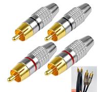 Zephyra 4 Conectores RCA Macho Sin Soldadura - Adaptadores Cinch Audio Vídeo Atornillables, para Cable Coaxial, CCTV, Hi-Fi, Cine en Casa(2 Rojos + 2 Negros)