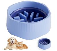 Zephyra Comedero Anti-Atragantamiento 2 en 1 para Perros y Gatos,Slow Feeder Giratorio, Modos Normal y Lento, Base Antideslizante, Favorece la Digestión y Reduce el Vómito(Azul)