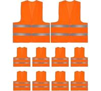ZephyrCraft Chaleco de seguridad 10 unidades, chaleco reflectante naranja para adultos y niños, accesorio de automóvil, chaleco de protección para bicicleta y motocicleta