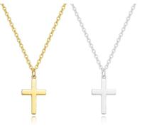 ZephyrHome Collar Cruz de Acero Inoxidable para Hombre y Mujer, Colgante de Cruz collar ，con Cadena Ajustable, Adecuado para regalarCollares religiosos de regalo para hombres y mujeres(Oro/plata)