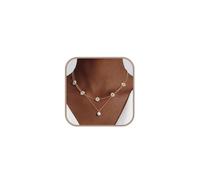 ZephyrHome Collar de margaritas y perlas para mujer en oro de 14 quilates, collar de doble capa con colgante de perla, elegante de, regalo para mujer, para ocasiones especiales.