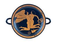 Zephyrus & Hyacinthus Kylix - Jarrón de cerámica de mitología griega antigua, hecho a mano en Grecia, arcilla de cerámica auténtica, jarrón decorativo estilo figura roja