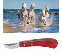 ZephyVita Cuchillo de pezuña, herramientas de herrador, cuchillo de pezuña para caballos, herramienta de cincel de acero curvado con mango de madera para caballos de herrero
