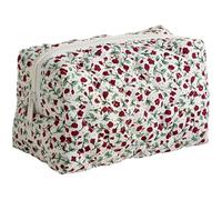 ZEPIQOR 1 pcs Bolsa de Cosméticos con Estampado Floral Neceser de Maquillaje de Viaje Bolsa de Maquillaje Portátil para Mujeres Niñas Rojo