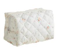 ZEPIQOR 1 pcs Bolsa de Cosméticos con Estampado Floral Neceser de Maquillaje de Viaje Bolsa de Maquillaje Portátil para Mujeres Niñas Blanco