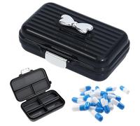ZEPIQOR 1 Pcs pastillero, pastillero semanal 1 toma, Pastillero de viaje pill organizer viaje, organizador de pastillas de viaje, pastillero caja pequeño Para viajes y uso diario（negro）