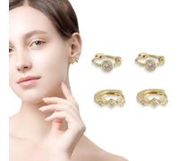 ZEPIQOR 2 Pares Pendientes Set para Mujer Chapado en Oro Pendientes Botón Pequeño Set Apilable Stud Pendientes Aros Set para Múltiples Piercings