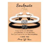 ZEPIQOR 2 Piezas Ajustable Cordón Pulseras Pareja Mano Cuerda Mejor Amigo Pulseras para el Día de San Valentín Pareja Amigos