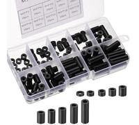 ZEPIQOR 200 Piezas Arandelas Espaciadoras Redondas ABS, para M3 / M4 Tornillos, Soporte de Columna No Roscada Arandelas Espaciadoras, OD 7mm, Negro
