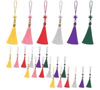 ZEPIQOR 24 piezas de borlas decorativas hechas a mano, borlas decorativas, mini borlas de colores, ideal para bisutería, joyería, bricolaje, marcadores, decoración del hogar y más, 14 cm 6 colores
