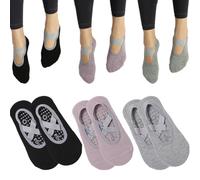 ZEPIQOR 3 Pares Calcetines Pilates Yoga para Mujeres Niñas, Calcetines Antideslizantes Calcetine De Agarre medias de ballet con Asas y Correas, Talla Única Low Top Calcetine Deportivos