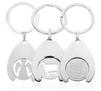 ZEPIQOR 3 Pcs de chips de metal para carro de la compra, llaveros, moneda carro compra llavero de metal para carro de la compra, chip para carro de la compra, llavero, plata, para parejas, mamá, papá