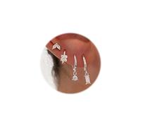 ZEPIQOR 4 Pares aretes de mujer, Pendientes Mujer Plata de Ley 925 Chapada en Oro de 14K Pendientes Pequeños Circonita Dorados Juego para Múltiples Piercings Impermeabili e Ipoallergenici Regalo