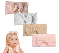 ZEPIQOR 4 pcs diademas bebe, diademas de turbante para bebé, diademas de nailon para niña, diadema con lazo para bebé, diadema con lazo suave, bandas elásticas para el pelo para bebé recién nacido