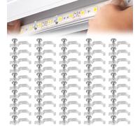 ZEPIQOR 50 Piezas Clips Transparentes para Tiras de Luz,10mm con Tornillos de Montaje,Clips LED Fuertes,Tornillos de Fijación,para Tiras de Luz LED de 10MM de Ancho