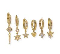 ZEPIQOR 6 Pares Pendientes Mujer Plata Chapados Oro 14K Pendientes de Aro Pequeños Pendientes Dorados Mujer Niña Pendientes Colgantes Mariposa Circonitas Pendientes Plata para Múltiples Piercings