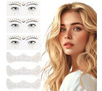 ZEPIQOR 6Pcs pegatinas cara brillantes festival, Pecas Brillantes Tattoo Facial, Adhesivos Faciales Impermeables Plateados, Parches De Maquillaje DIY Para Festivales, Amigables Para Niños Y Duraderos