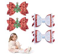 ZEPIQOR Accesorios Pelo Niña 4 Piezas,Navidad niña Clips Pelo bebé niña Lazospara el Pelo Boutique Cinta Navidad Regalos de niñas