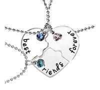 ZEPIQOR BFF Collares para 3,Best Friends Cadena con Colgante De Medio Corazón Collar para Colgante Corazon Collares de La Amistad para Niñas Collar Amistad Regalos para Mejores Amigas