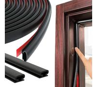 ZEPIQOR Burlete adhesivo para puertas y ventanas, 6 m, burlete de perfil D, insonorizado, goma de sellado en tira blindada, aislamiento del marco de la puerta para grietas en el interior (negro)