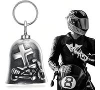 ZEPIQOR Campana de moto Guardian Bell para motocicleta, campanilla de motocicleta, amuleto de la suerte, campana de protección de ángel para bendecir la paz, amuleto de la suerte, plata, Talla única