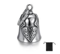 ZEPIQOR Campana de moto Guardian Bell para motocicleta, campanilla de motocicleta, amuleto de la suerte, campana de protección de ángel para bendecir la paz, amuleto de la suerte, plata