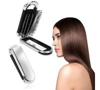 ZEPIQOR Cepillo de viaje con espejo plegable, tamaño de bolsillo, mini cepillo de viaje, peine de masaje compacto, herramientas de peluquería para deportes, viajes, bolso, natación