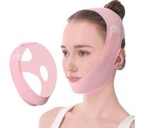 ZEPIQOR Cinturón facial,Reductor de papada,Doble mentón adelgazante transpirable Cinturón facial Cuidado de la Salud Masaje Contouring Rosa