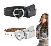 ZEPIQOR Cinturones para Niña, 2 Piezas, Cinturón de Cuero de PU Moda, Accesorios de Vestir, Cinturón de Doble Ojal, para jeans