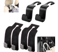 ZEPIQOR Ganchos para Asiento de Coche, 6 PCS Gancho de Asiento Trasero de Coche, Ganchos para Reposacabezas de Coche, Negro Multifuncionales Accesorios Coche, para Bolsas, Monedero, Botellas de Agua