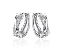 ZEPIQOR Pendientes De Aro De 14 Quilates/Pendientes De Aro Gruesos De Plata De Ley 925 Con Circonita Cúbica Pendientes De Aro De Plata De Ley 925 Pendientes De Aro Ovalados Hipoalergénicos