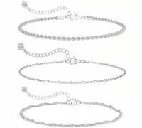 ZEPIQOR Pulsera mujer Set de Pulseras Plata 925 Conjunto de Pulseras Chapadas Apilable Set para Mujer brazalete plata mujer