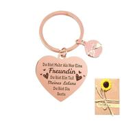 ZEPIQOR Regalo de San Valentín, Llavero de Corazón con Tarjeta de Felicitación y Sobre de Papel Kraft, Regalos de Cumpleaños para Novias en Cumpleaños, Regalos para Mejores Amigas, Regalos(Oro)