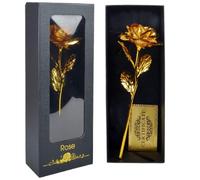 ZEPIQOR Rosa dorada inmersa a mano, rosa romántica regalos para mujeres en tu esposa, novia, cumpleaños, San Valentín, Día de la Madre, Navidad (caja negra)