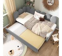 Zepneiy Cama 90 x 200 cm con cama nido de 90 x 190 cm, sofá cama con laterales intercambiables, cama tapizada con somier, cuna de 90 x 200 cm, de terciopelo gris (sin colchón)